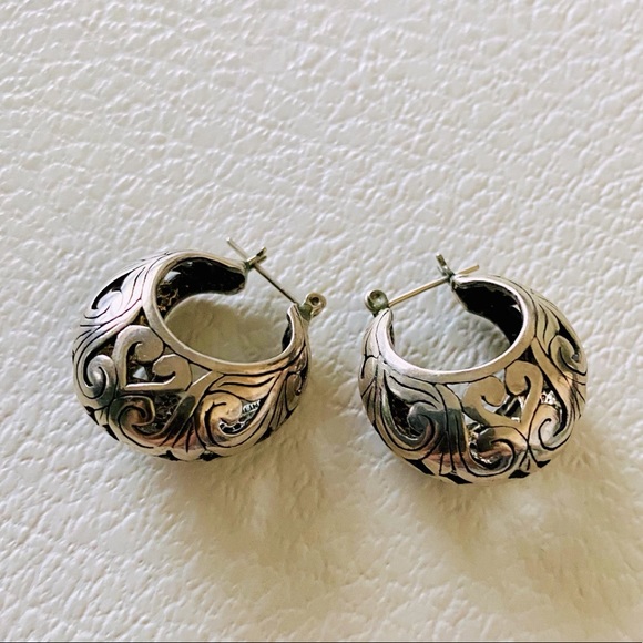 Jewelry - Sterling Silver Filigree Hoop Earrings